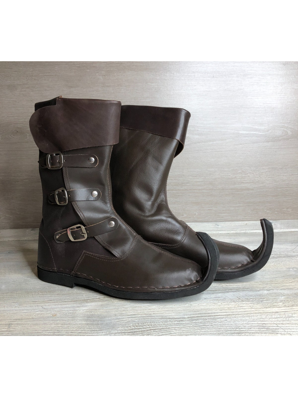 Medieval Leather Boots Historical Leather Brown Boots Size 9